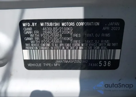 2023 Mitsubishi Eclipse Cross Se S-Awc/Sel S-Awc z USA, uszkodzony, nr VIN JA4ATWAA5PZ052942